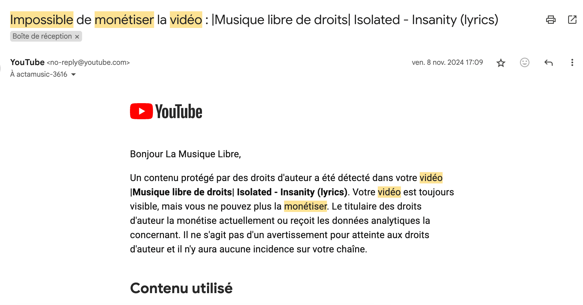 Impossible de monétiser la vidéo...